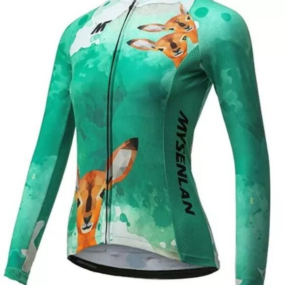 Mysenlan Women's Cycling Long Sleeve Breathable Jersey Green Nature Graphic XL - Picture 2 of 13
